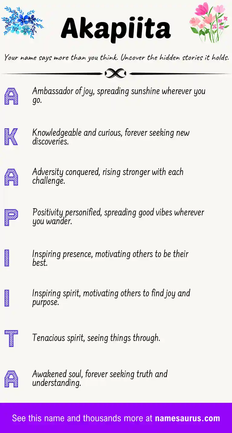 Acrostic poem about Akapiita.