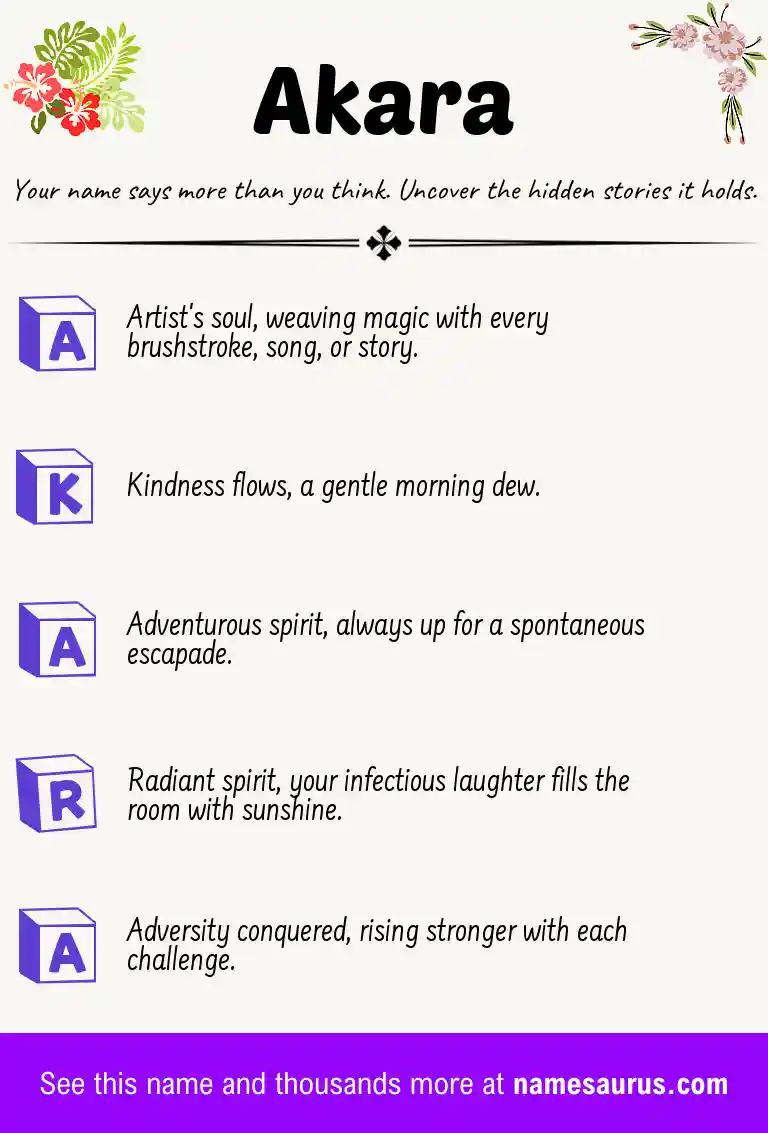 Acrostic poem about Akara.