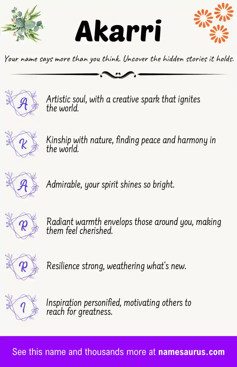 Acrostic poem about Akarri.