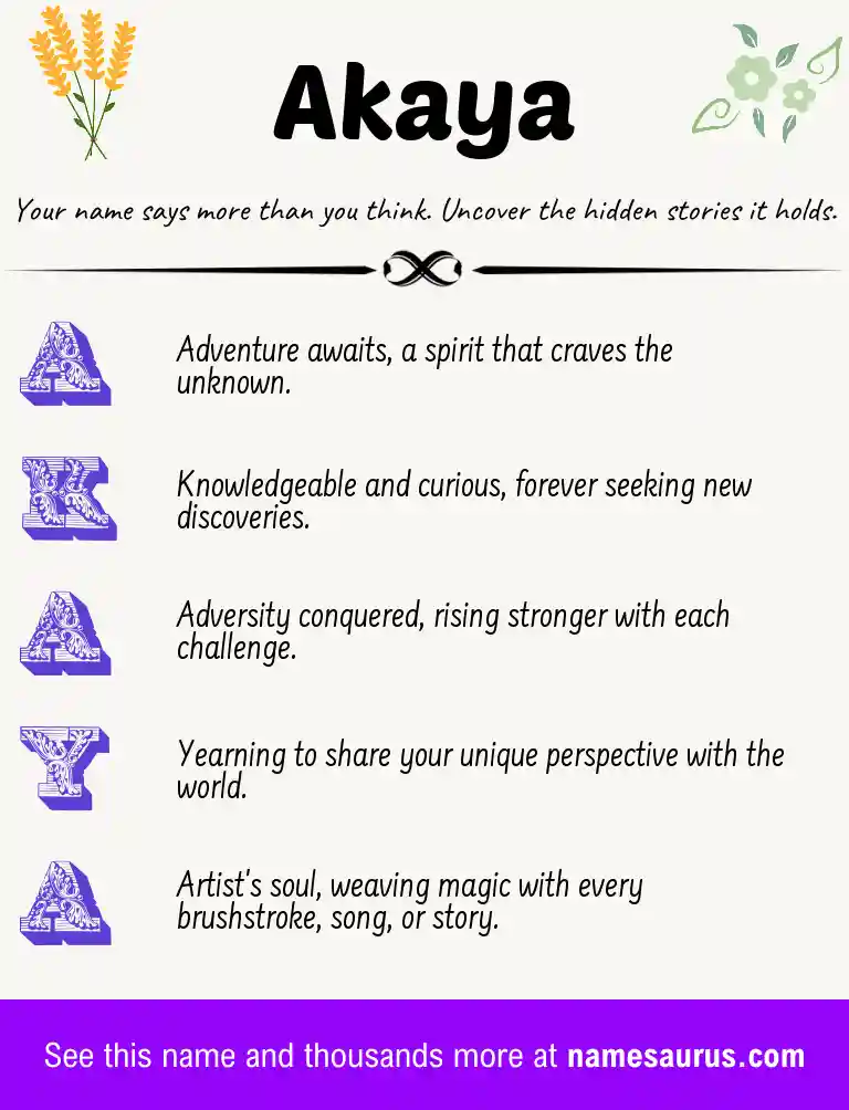 Acrostic poem about Akaya.