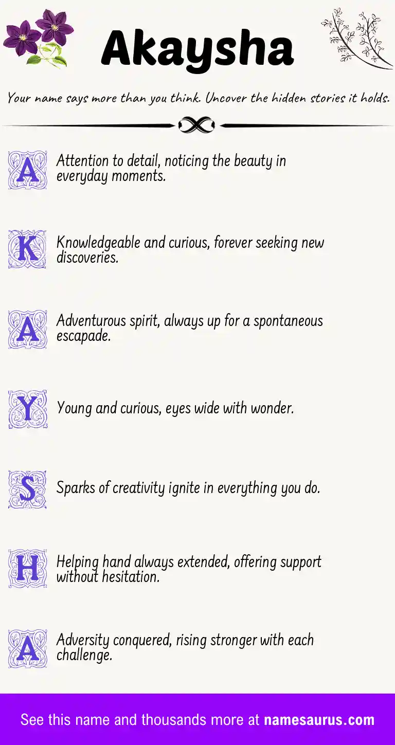 Acrostic poem about Akaysha.