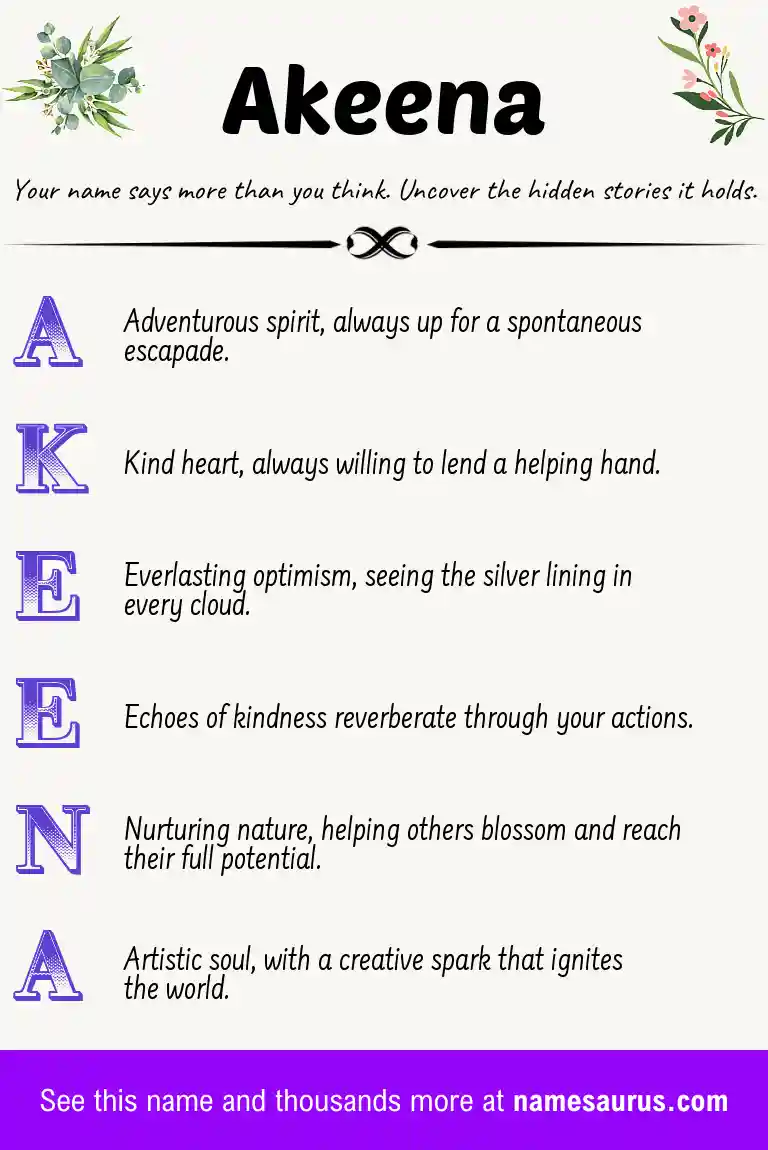 Acrostic poem about Akeena.
