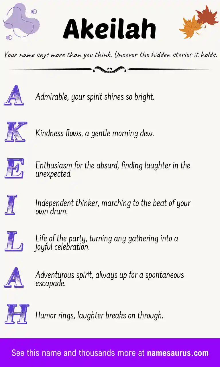 Acrostic poem about Akeilah.