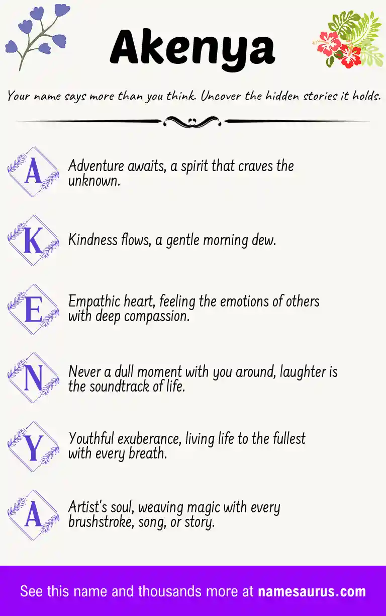 Acrostic poem about Akenya.