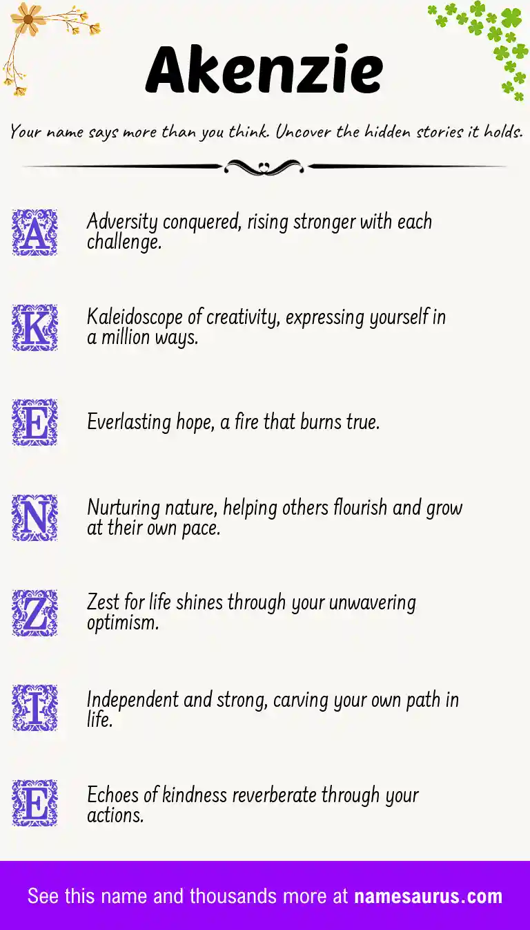 Acrostic poem about Akenzie.
