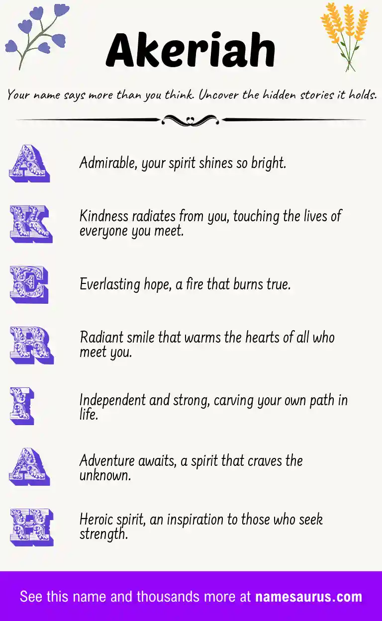Acrostic poem about Akeriah.