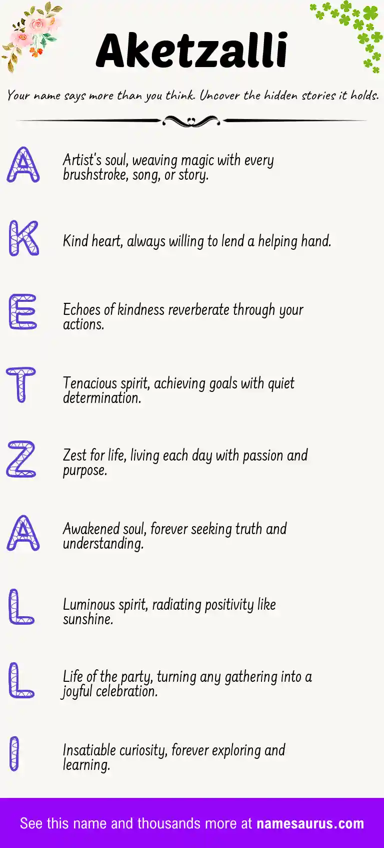 Acrostic poem about Aketzalli.