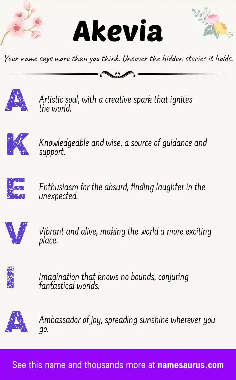 Acrostic poem about Akevia.