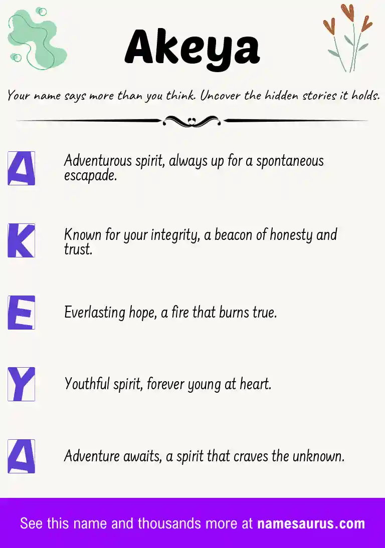 Acrostic poem about Akeya.