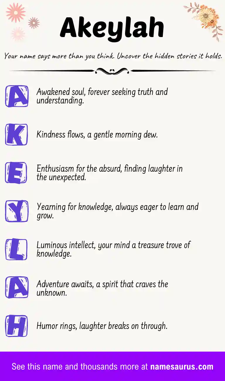 Acrostic poem about Akeylah.