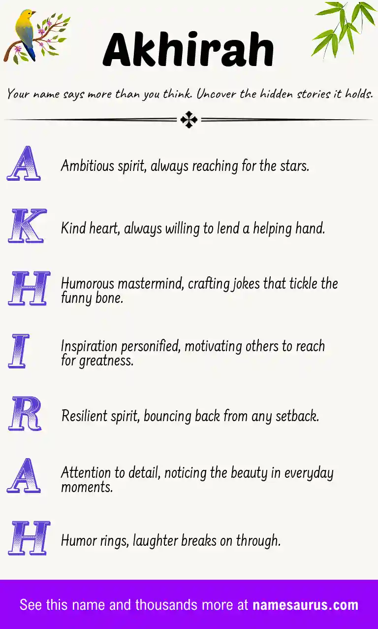 Acrostic poem about Akhirah.