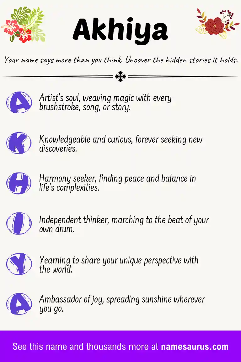 Acrostic poem about Akhiya.