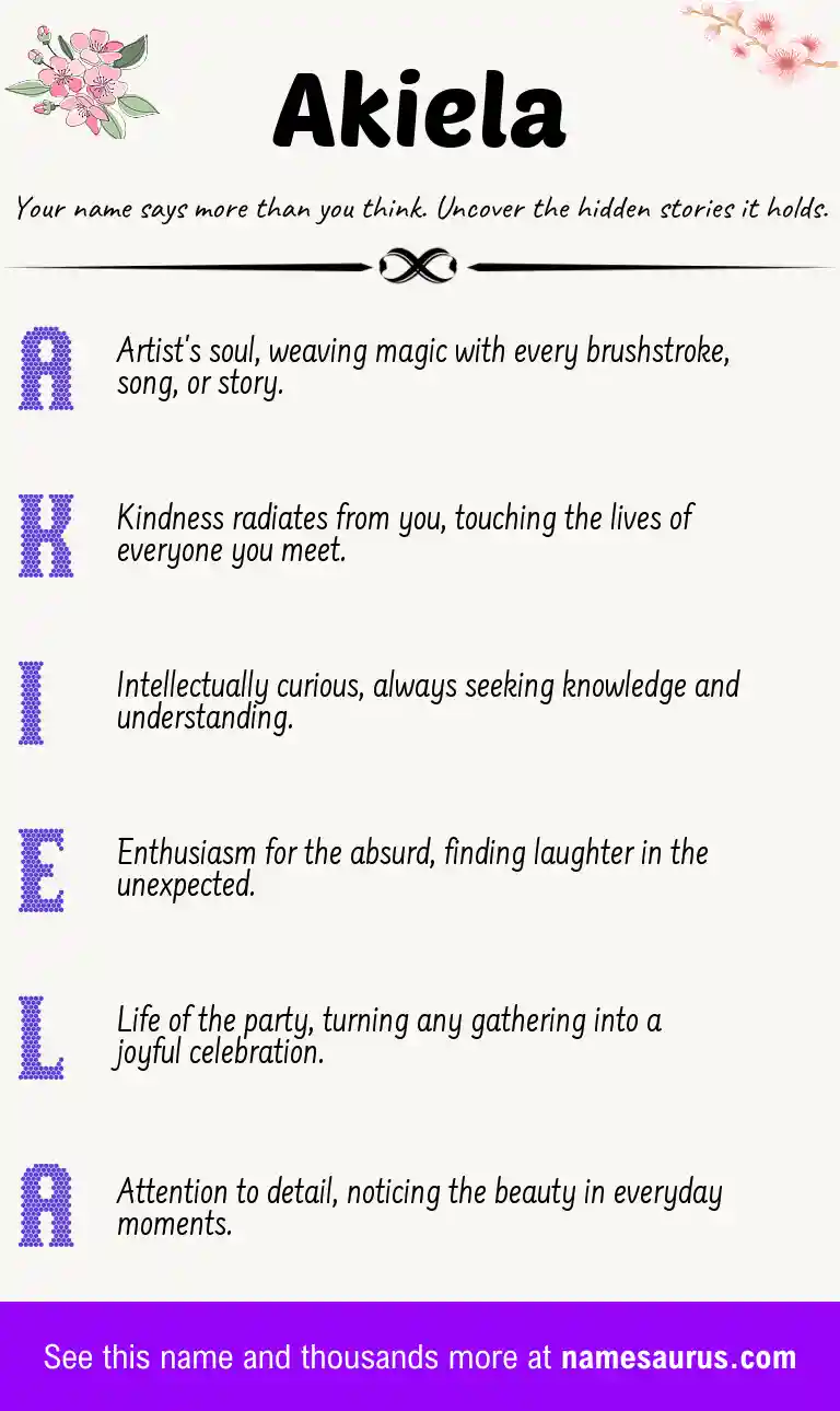 Acrostic poem about Akiela.