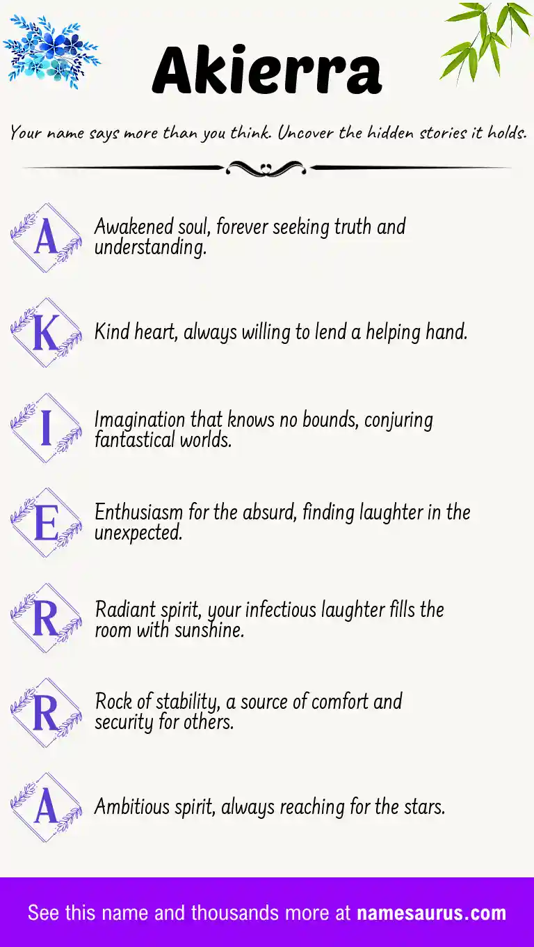 Acrostic poem about Akierra.