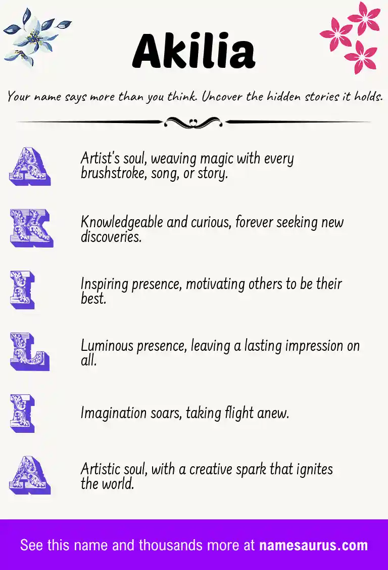 Acrostic poem about Akilia.
