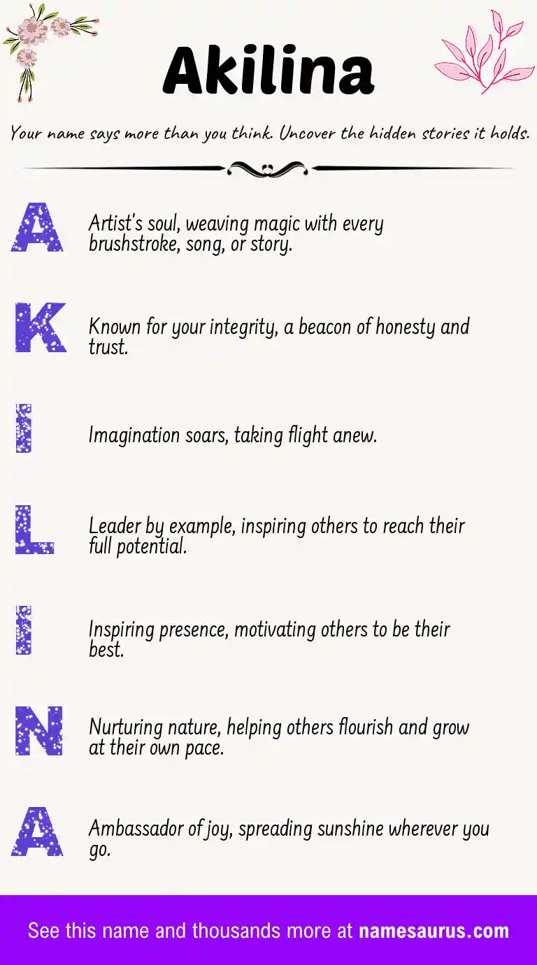 Acrostic poem about Akilina.