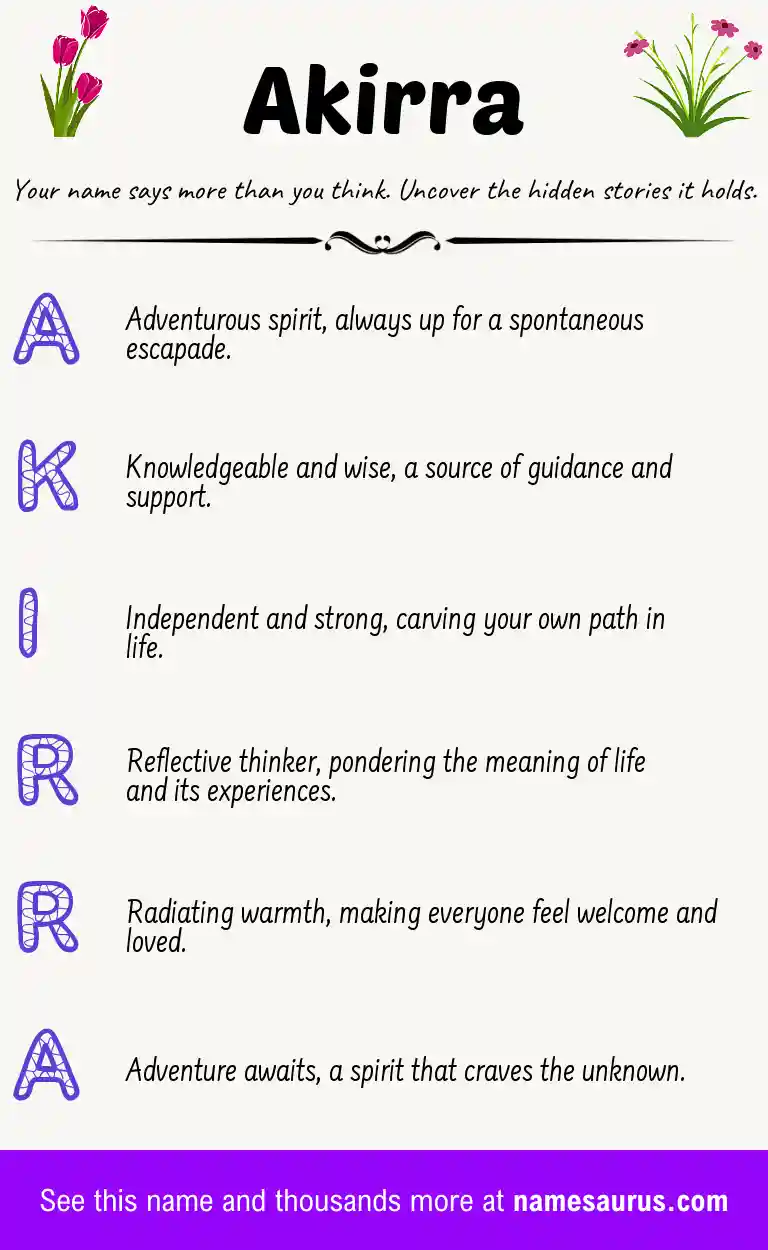 Acrostic poem about Akirra.
