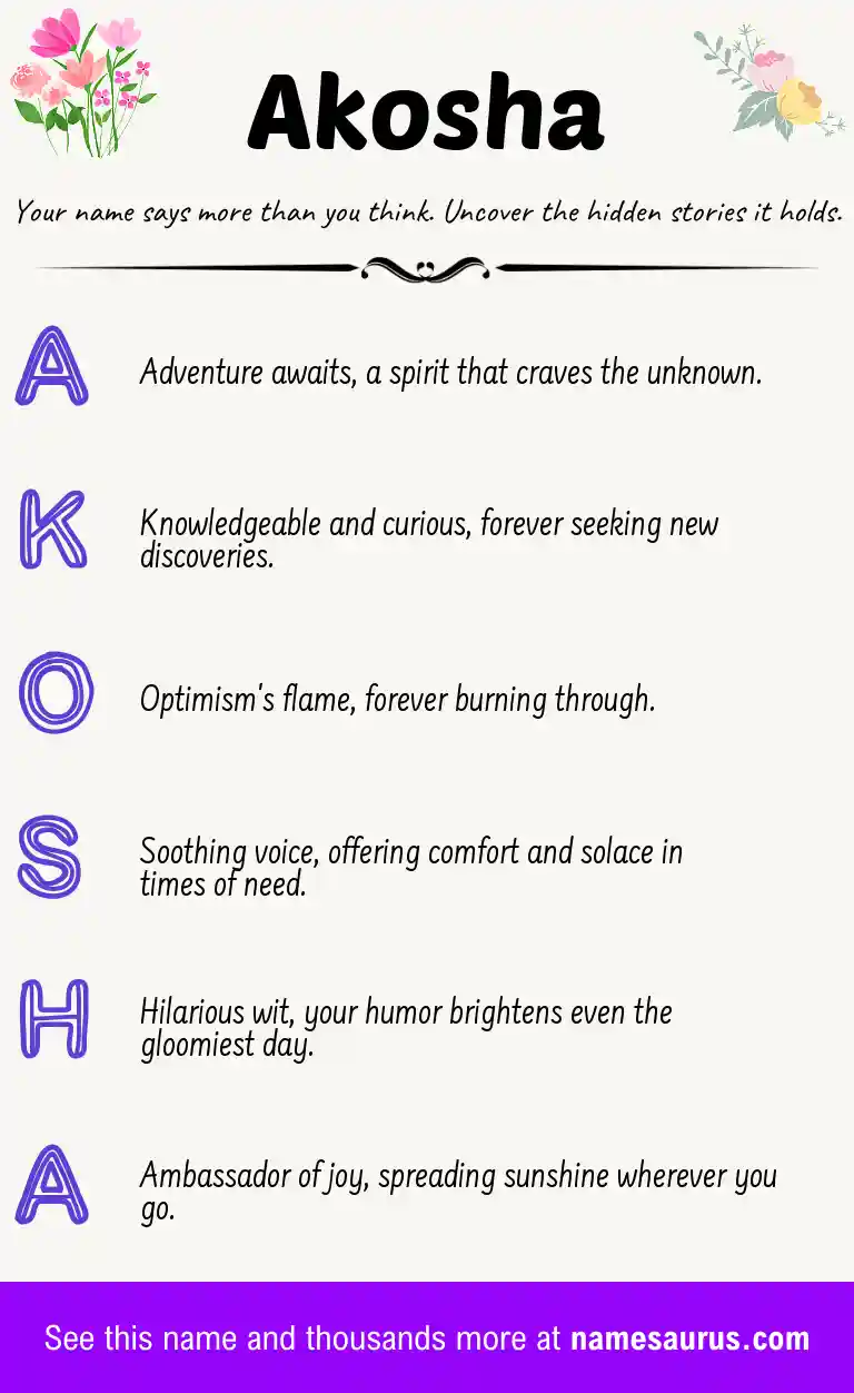 Acrostic poem about Akosha.