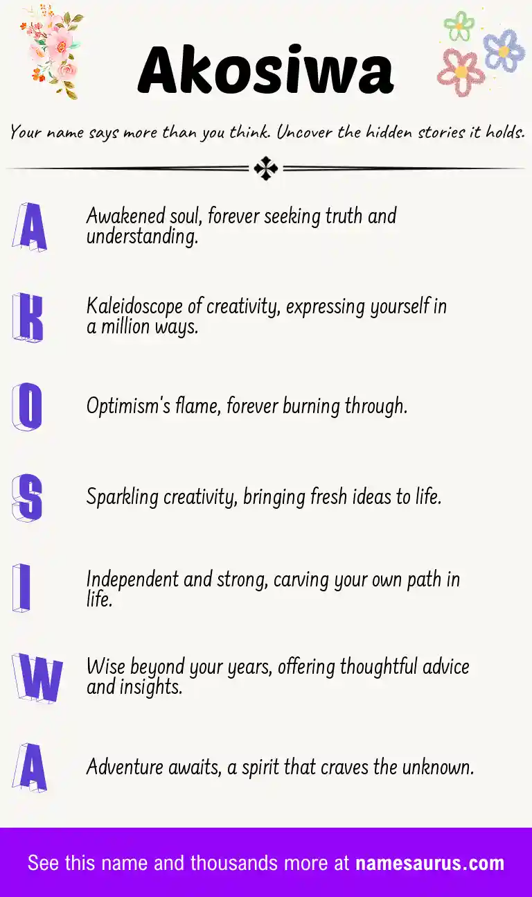 Acrostic poem about Akosiwa.