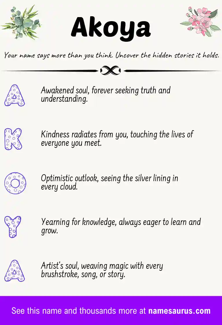 Acrostic poem about Akoya.