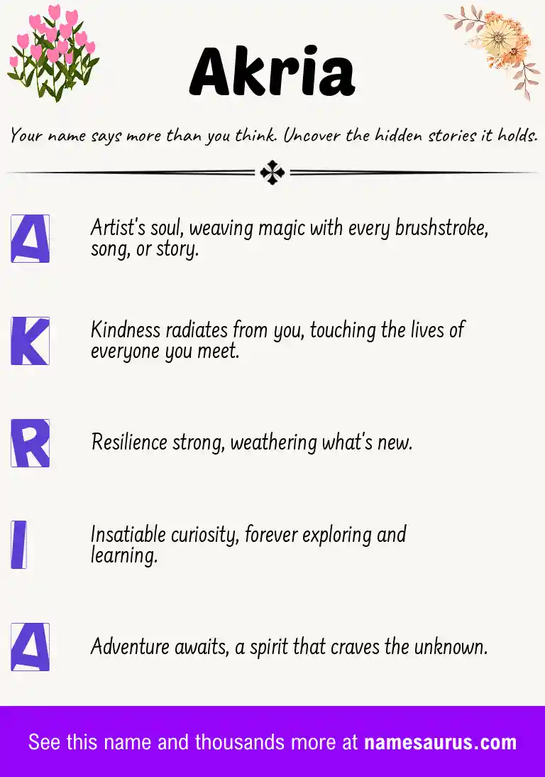 Acrostic poem about Akria.