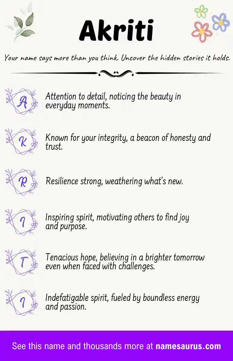 Acrostic poem about Akriti.