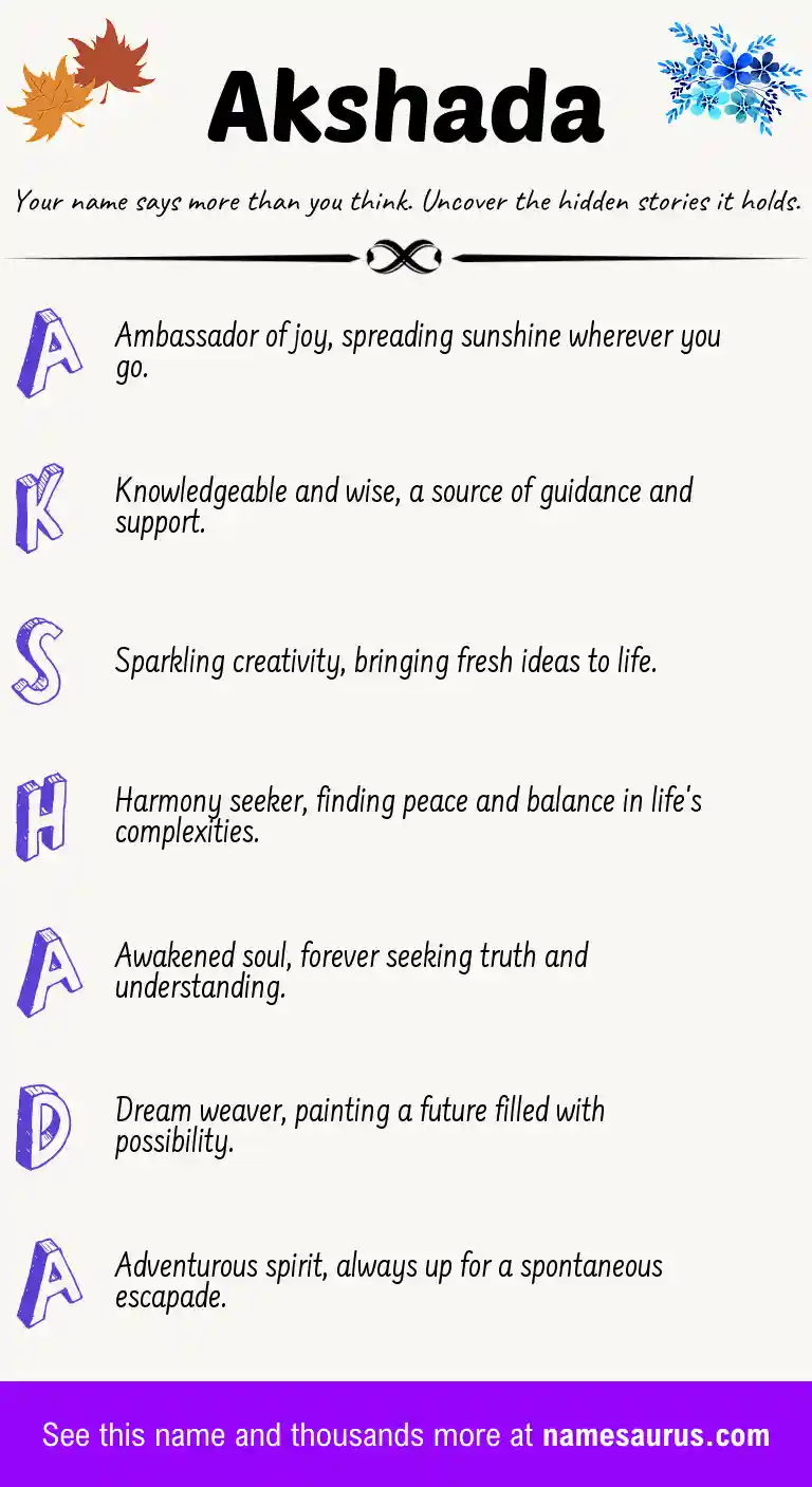 Acrostic poem about Akshada.