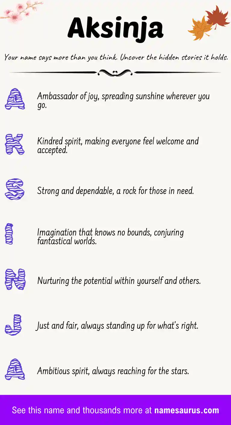 Acrostic poem about Aksinja.
