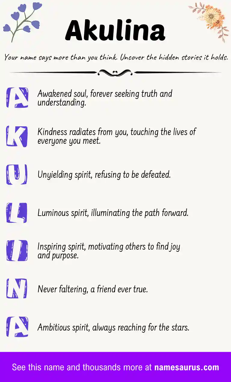 Acrostic poem about Akulina.