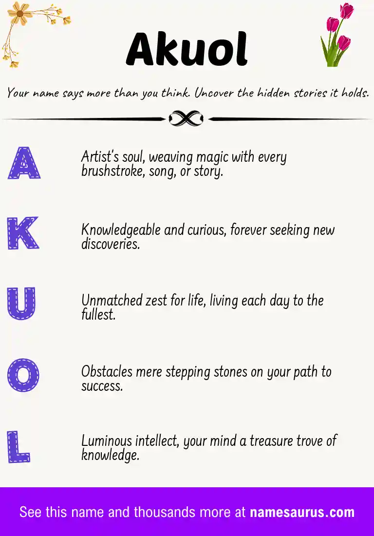 Acrostic poem about Akuol.