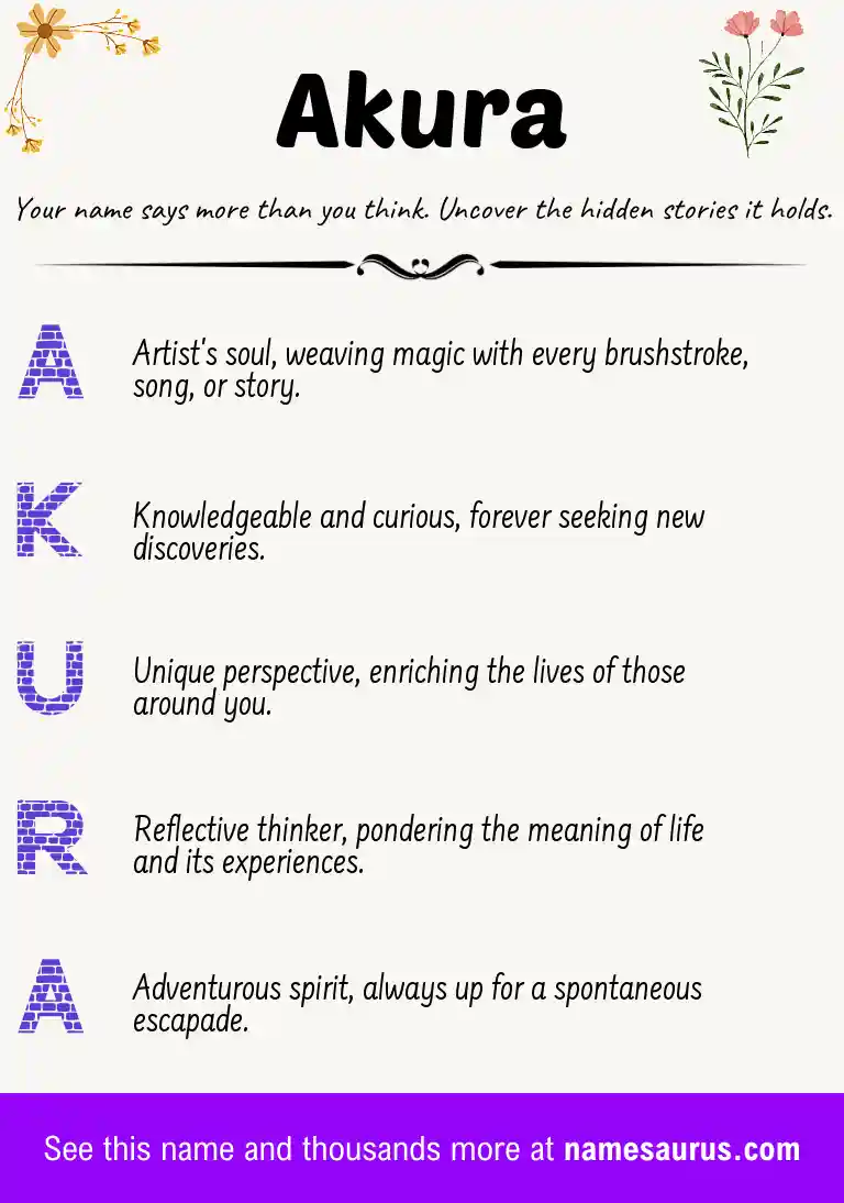 Acrostic poem about Akura.