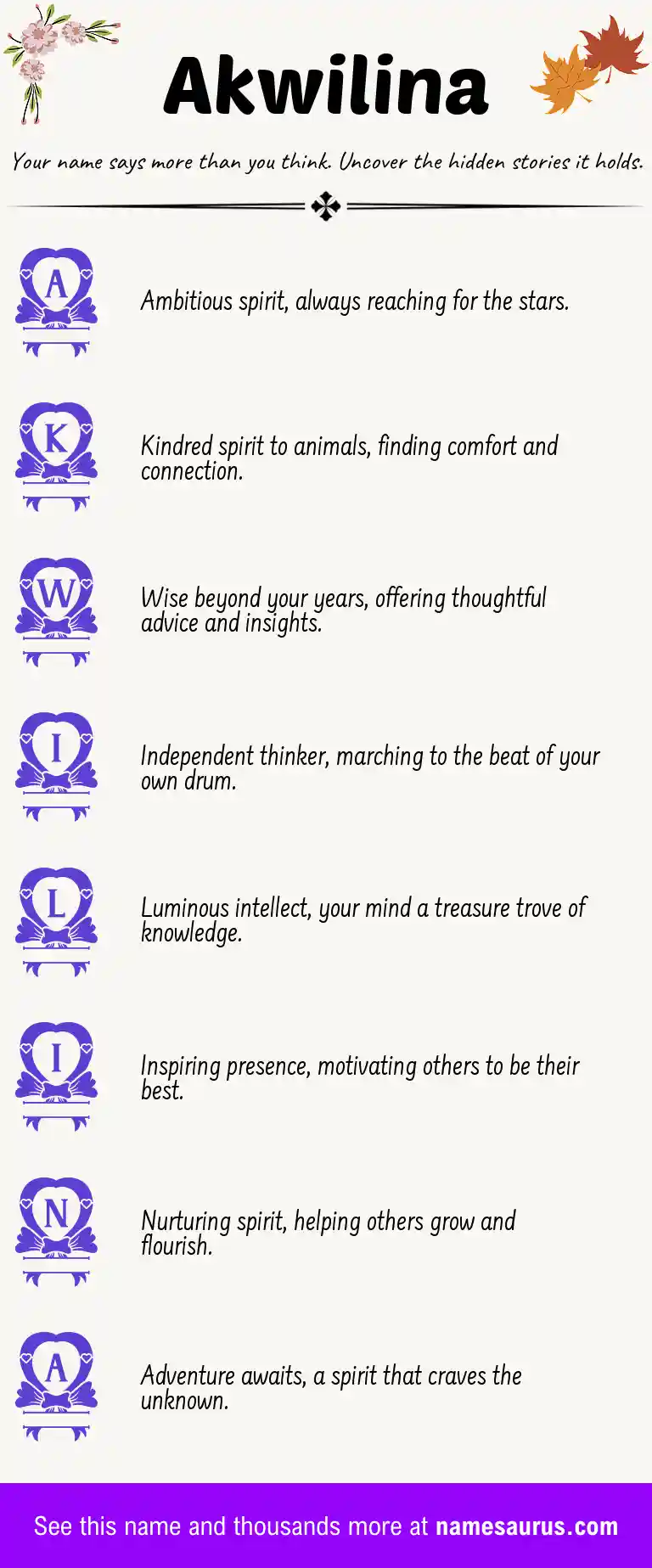 Acrostic poem about Akwilina.