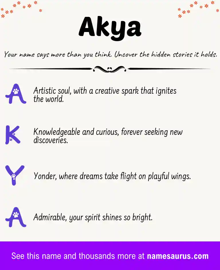 Acrostic poem about Akya.