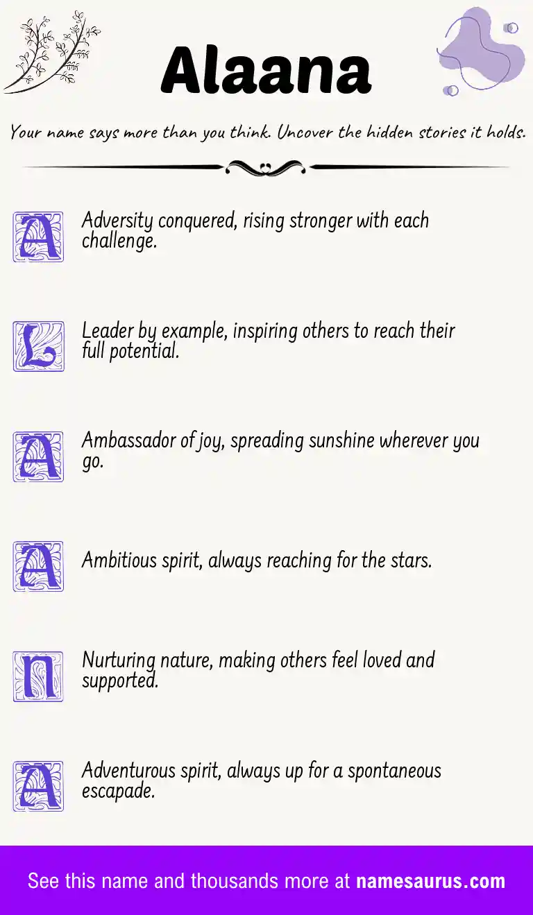 Acrostic poem about Alaana.