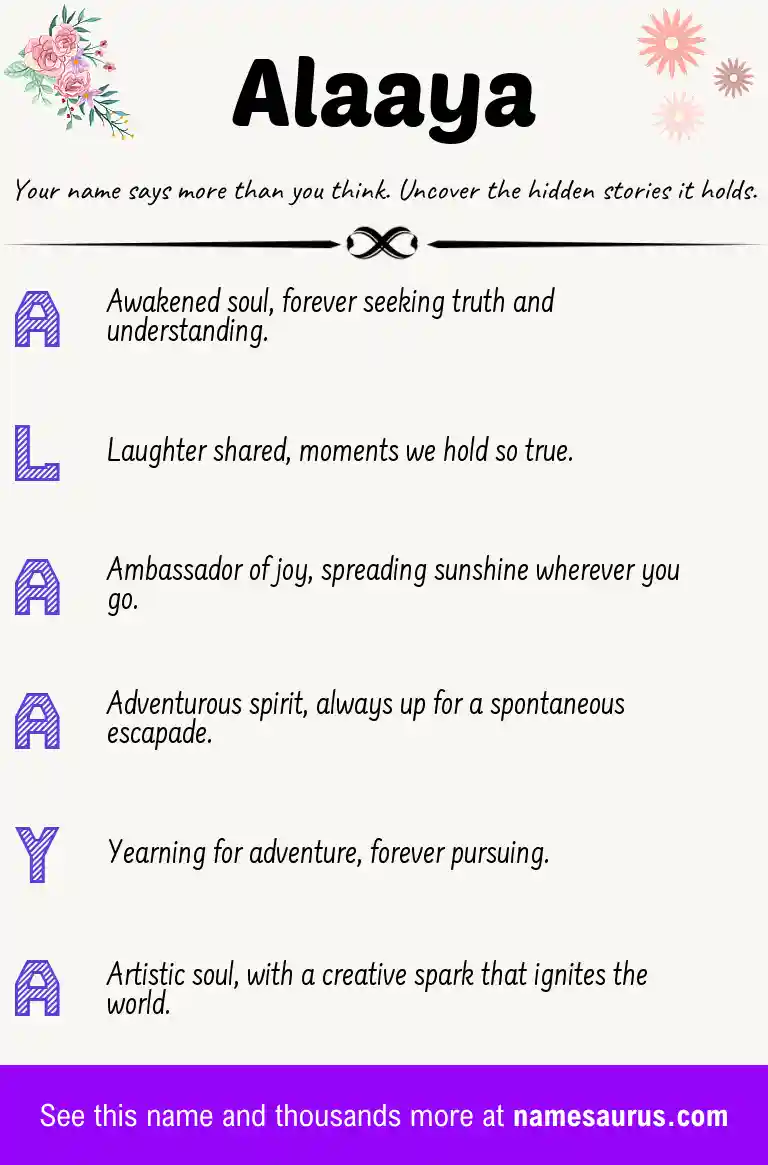 Acrostic poem about Alaaya.