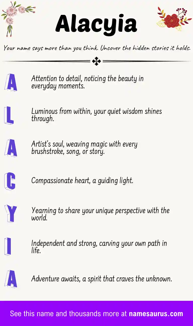Acrostic poem about Alacyia.