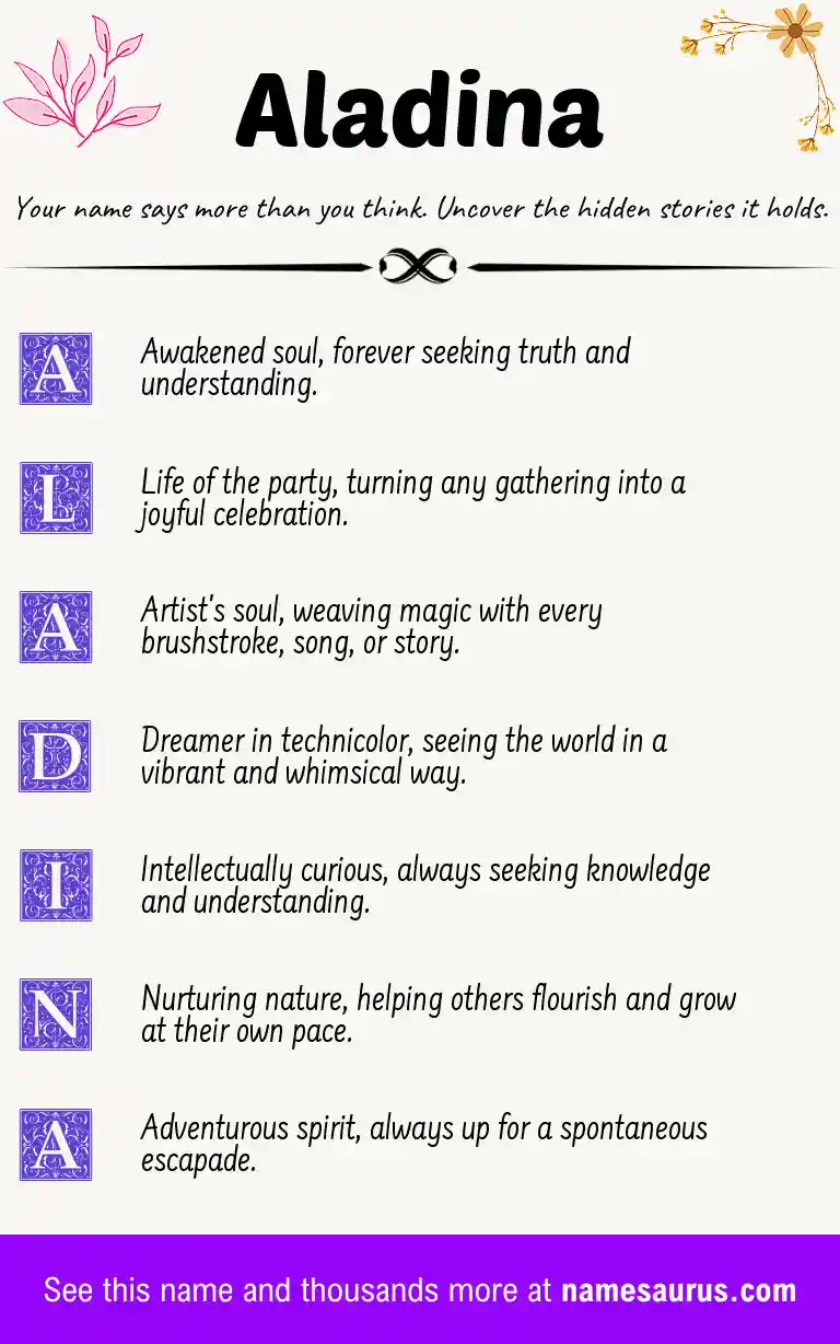 Acrostic poem about Aladina.