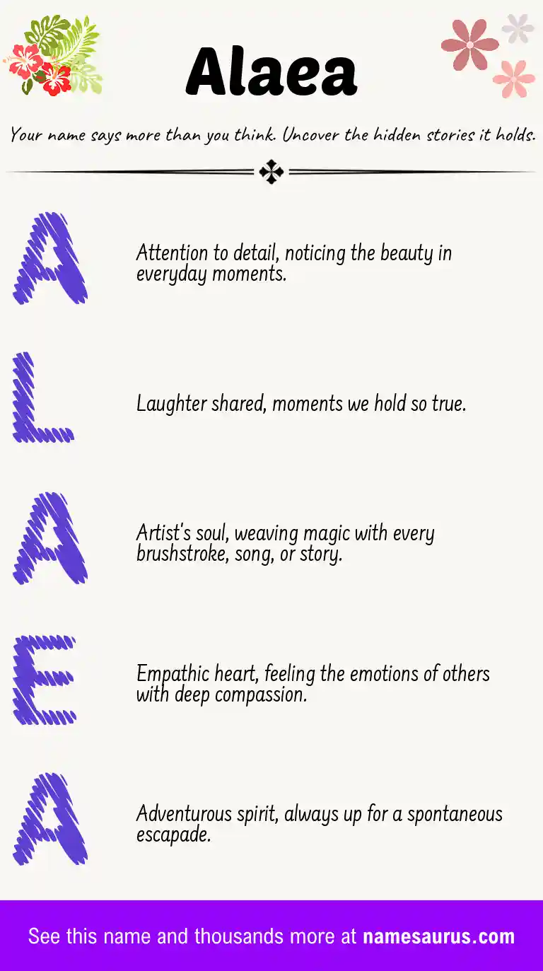 Acrostic poem about Alaea.