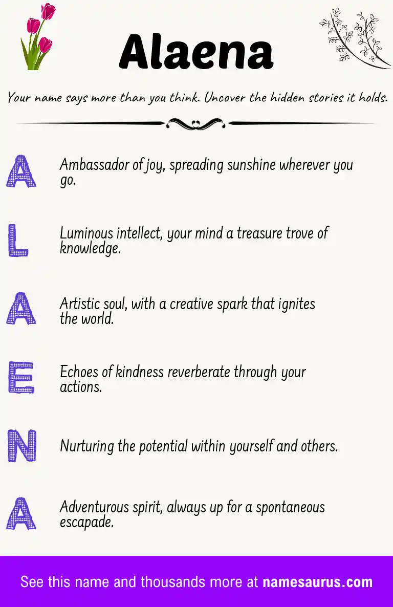 Acrostic poem about Alaena.