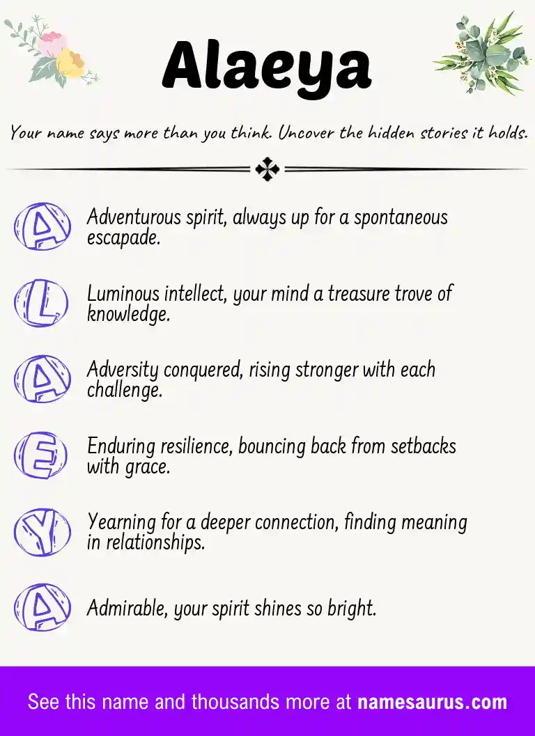 Acrostic poem about Alaeya.