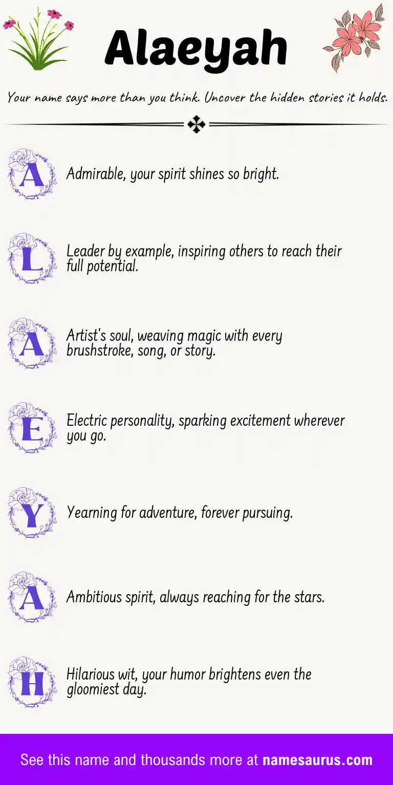 Acrostic poem about Alaeyah.