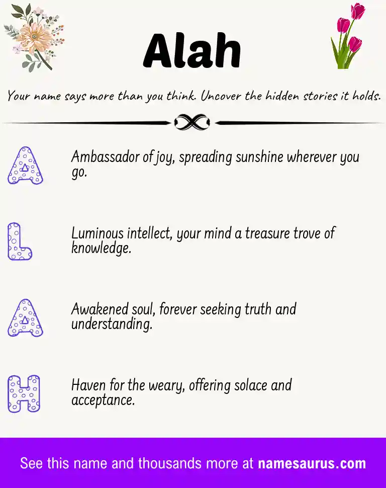 Acrostic poem about Alah.