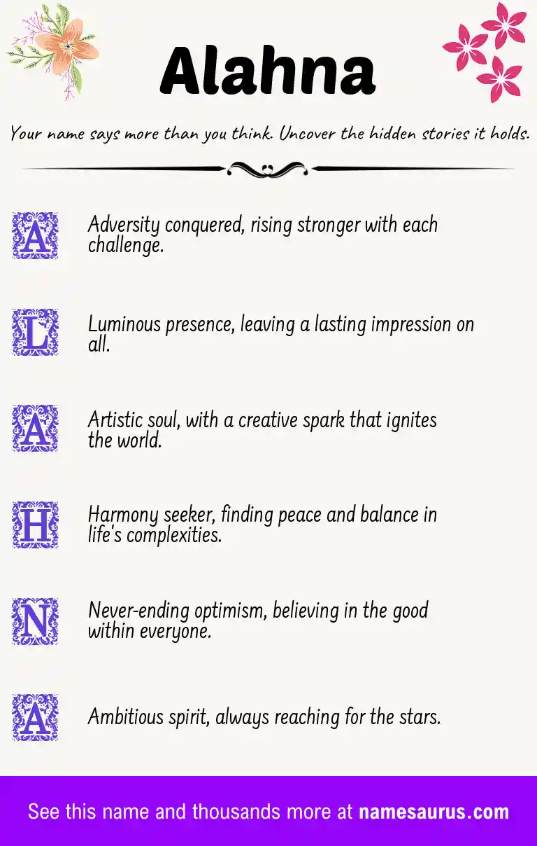 Acrostic poem about Alahna.