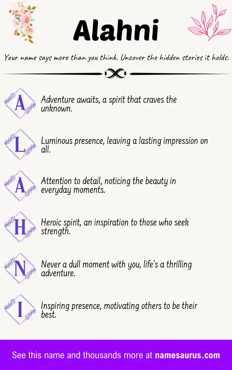 Acrostic poem about Alahni.