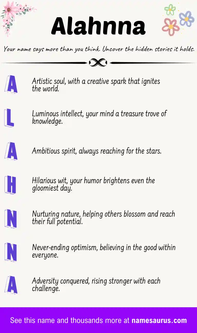 Acrostic poem about Alahnna.