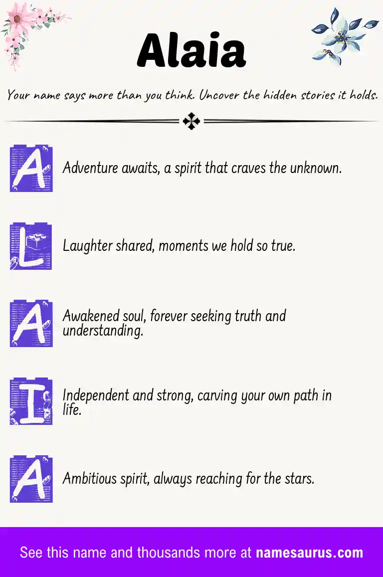 Acrostic poem about Alaia.