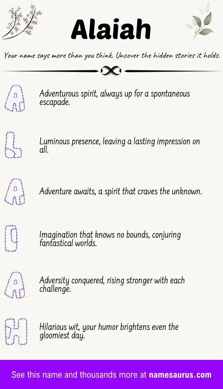 Acrostic poem about Alaiah.