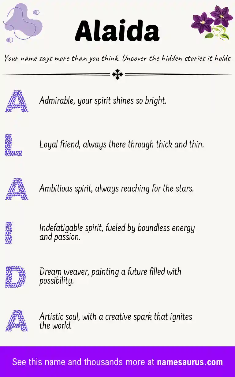 Acrostic poem about Alaida.