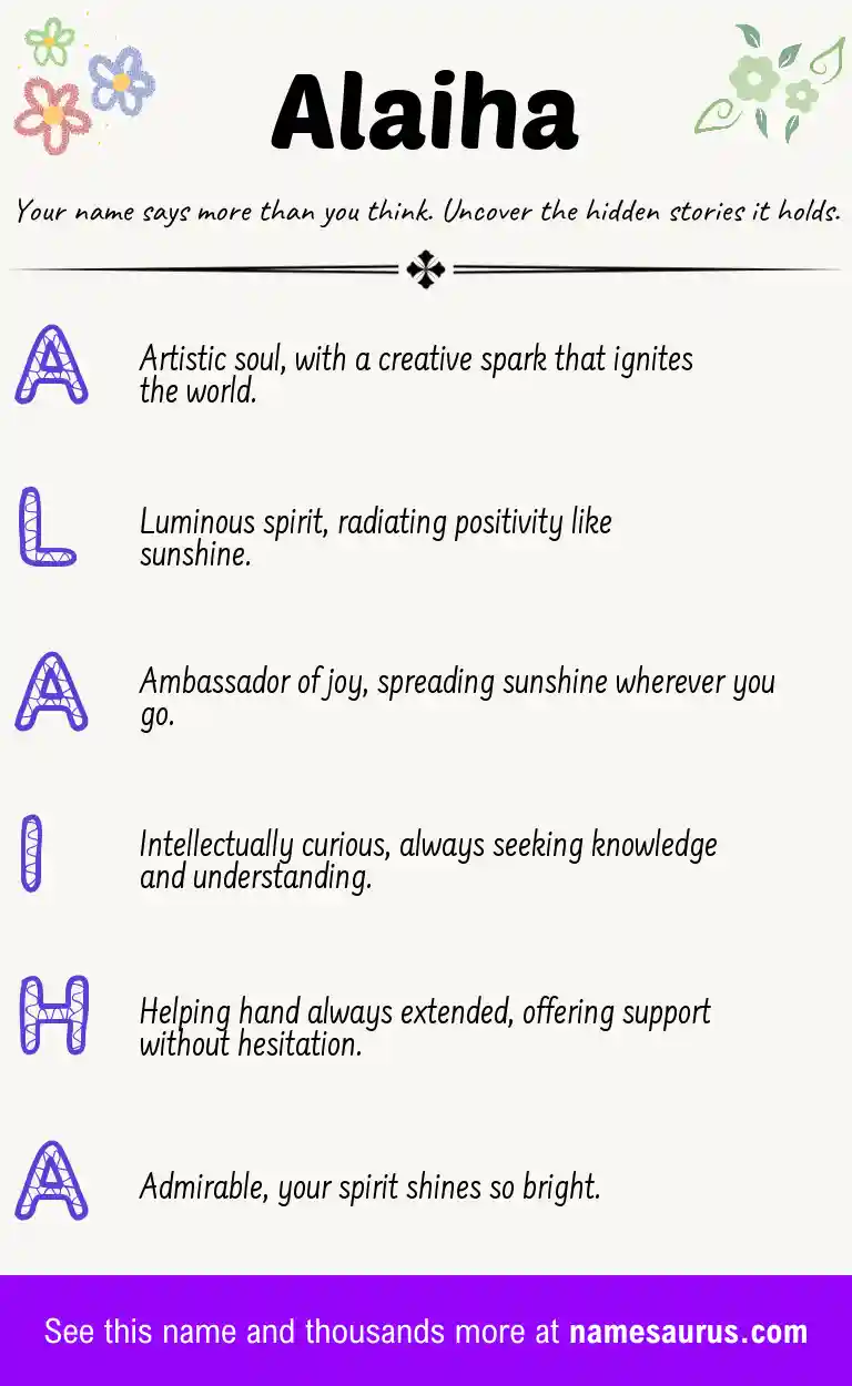 Acrostic poem about Alaiha.