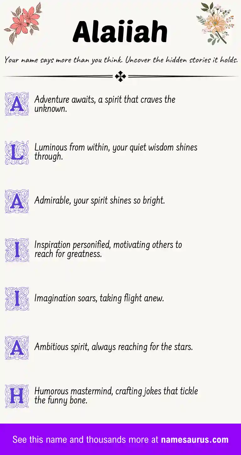 Acrostic poem about Alaiiah.